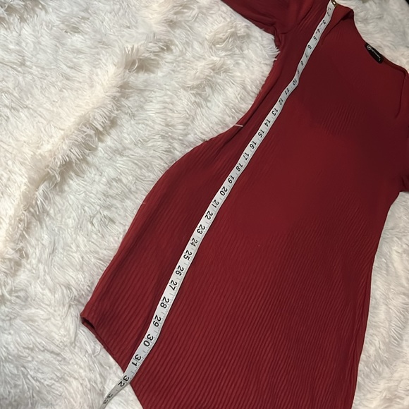 Pretty Garden Merlot Asymmetrical Midi Long Sleeve Dress Small - Picture 10 of 10